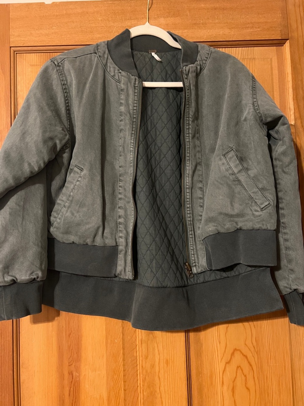 Women's Washed Hunter Green Bomber Jacket